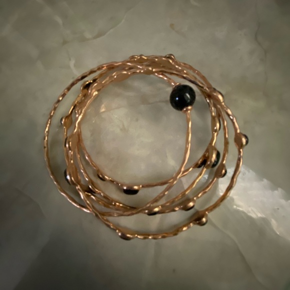 Veronese 18K Clad Average Set of 5 Onyx Bangles - Picture 3 of 8